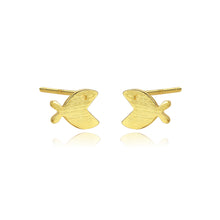 Load image into Gallery viewer, 925 Sterling Silver Plated Gold Simple Cute Fish Stud Earrings