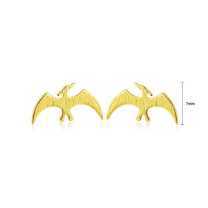 925 Sterling Silver Plated Gold Simple Fashion Archaeopteryx Stud Earrings