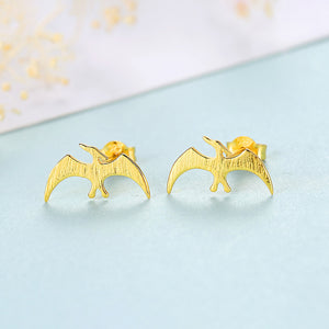 925 Sterling Silver Plated Gold Simple Fashion Archaeopteryx Stud Earrings