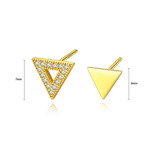 925 Sterling Silver Plated Gold Simple Fashion Geometric Triangle Cubic Zirconia Stud Earrings