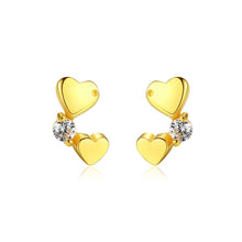 Load image into Gallery viewer, 925 Sterling Silver Plated Gold Fashion Romantic Heart-shaped Cubic Zirconia Stud Earrings