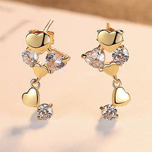 Load image into Gallery viewer, 925 Sterling Silver Plated Gold Fashion Romantic Heart-shaped Stud Earrings with Cubic Zirconia