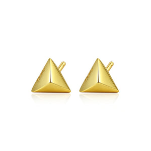 925 Sterling Silver Plated Gold Simple Fashion Geometric Triangle Stud Earrings