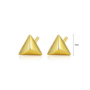 925 Sterling Silver Plated Gold Simple Fashion Geometric Triangle Stud Earrings