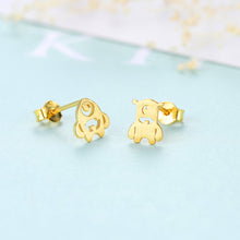 Load image into Gallery viewer, 925 Sterling Silver Plated Gold Fashion Creative Small Animal Asymmetric Stud Earrings