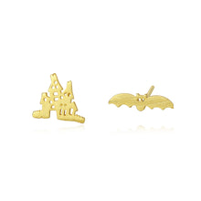 Load image into Gallery viewer, 925 Sterling Silver Plated Gold Fashion Creative Castle Asymmetric Stud Earrings