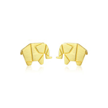 Load image into Gallery viewer, 925 Sterling Silver Plated Gold Simple and Fashion Elephant Stud Earrings