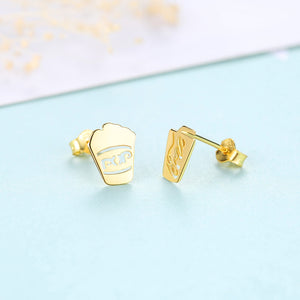 925 Sterling Silver Plated Gold Simple Creative Geometric Stud Earrings