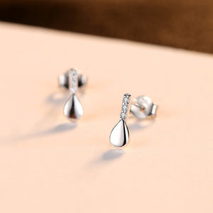 925 Sterling Silver Simple Fashion Water Drop Earrings with Cubic Zirconia