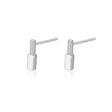 Load image into Gallery viewer, 925 Sterling Silver Simple and Delicate Geometric Rectangular Cubic Zirconia Stud Earrings