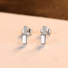 Load image into Gallery viewer, 925 Sterling Silver Simple and Delicate Geometric Rectangular Cubic Zirconia Stud Earrings