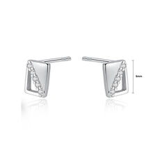 Load image into Gallery viewer, 925 Sterling Silver Simple Fashion Hollow Geometric Rectangular Stud Earrings with Cubic Zirconia