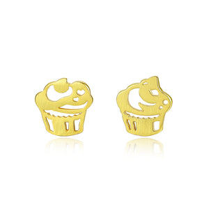 925 Sterling Silver Plated Gold Fashion Sweet Ice Cream Asymmetric Stud Earrings