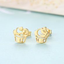 Load image into Gallery viewer, 925 Sterling Silver Plated Gold Fashion Sweet Ice Cream Asymmetric Stud Earrings