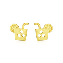 Load image into Gallery viewer, 925 Sterling Silver Plated Gold Fashion Cute Summer Drink Stud Earrings
