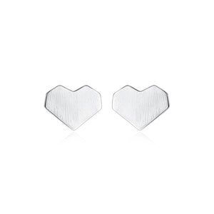 925 Sterling Silver Simple Romantic Heart-shaped Stud Earrings