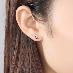 925 Sterling Silver Simple Fashion Geometric Cylindrical Cubic Zirconia Stud Earrings