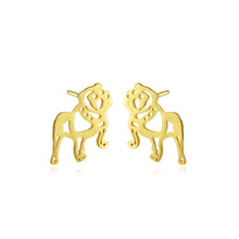 Load image into Gallery viewer, 925 Sterling Silver Plated Gold Simple Cute Puppy Stud Earrings