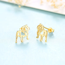 Load image into Gallery viewer, 925 Sterling Silver Plated Gold Simple Cute Puppy Stud Earrings