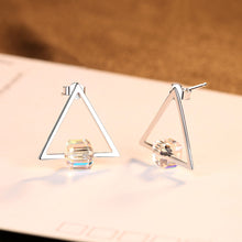Load image into Gallery viewer, 925 Sterling Silver Simple Fashion Geometric Triangle Stud Earrings with White Cubic Zirconia
