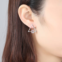 Load image into Gallery viewer, 925 Sterling Silver Simple Fashion Geometric Triangle Stud Earrings with White Cubic Zirconia