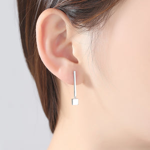925 Sterling Silver Fashion Simple Long Geometric Earrings