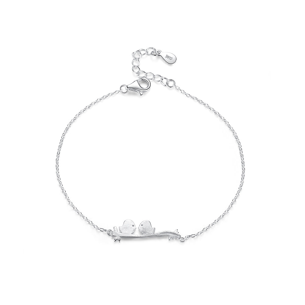 925 Sterling Silver Simple Romantic Double Bird Geometric Bracelet