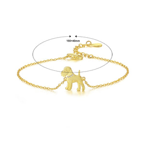 925 Sterling Silver Plated Gold Simple Cute Puppy Bracelet with Cubic Zirconia