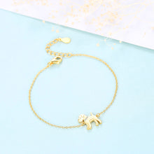 Load image into Gallery viewer, 925 Sterling Silver Plated Gold Simple Cute Puppy Bracelet with Cubic Zirconia