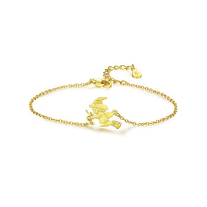 925 Sterling Silver Plated Gold Simple Creative Witch Bracelet