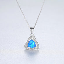 Load image into Gallery viewer, 925 Sterling Silver Fashion Elegant Geometric Triangle Pendant with Blue Imitation Opal and Necklace