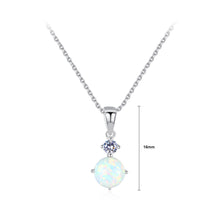 Load image into Gallery viewer, 925 Sterling Silver Fashion Simple Round White Imitation Opal Pendant with Cubic Zirconia and Necklace