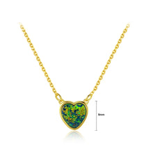 Load image into Gallery viewer, 925 Sterling Silver Plated Gold Simple Romantic Heart-shaped Green Imitation Opal Pendant with Necklace