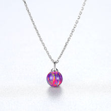 Load image into Gallery viewer, 925 Sterling Silver Simple Fashion Geometric Round Red Imitation Opal Pendant with Necklace