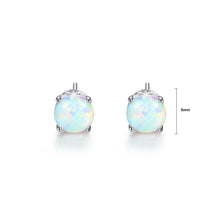 Load image into Gallery viewer, 925 Sterling Silver Simple Fashion Geometric Round White Imitation Opal Stud Earrings