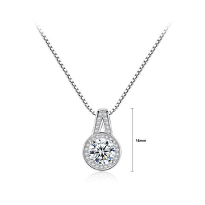925 Sterling Silver Elegant Simple Geometric Round Cubic Zirconia Pendant with Necklace