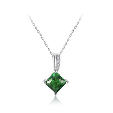 Load image into Gallery viewer, 925 Sterling Silver Fashion Simple Elegant Geometric Diamond Green Cubic Zirconia Pendant with Necklace