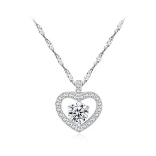 Load image into Gallery viewer, 925 Sterling Silver Elegant Sweet Heart Pendant with Cubic Zirconia and Necklace