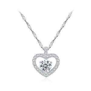 925 Sterling Silver Elegant Sweet Heart Pendant with Cubic Zirconia and Necklace