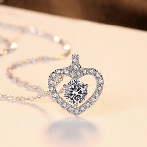925 Sterling Silver Elegant Sweet Heart Pendant with Cubic Zirconia and Necklace
