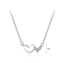 Load image into Gallery viewer, 925 Sterling Silver Simple Romantic Double Heart Necklace with Cubic Zirconia