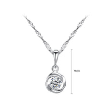 Load image into Gallery viewer, 925 Sterling Silver Fashion Simple Geometric Round Pendant with Cubic Zirconia and Necklace