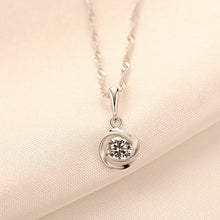 Load image into Gallery viewer, 925 Sterling Silver Fashion Simple Geometric Round Pendant with Cubic Zirconia and Necklace