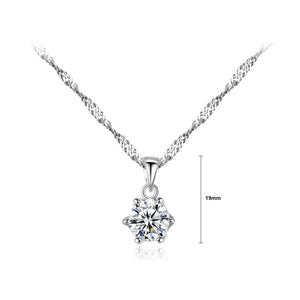 925 Sterling Silver Simple and Fashion Geometric Round Pendant with Cubic Zirconia and Necklace
