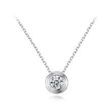Load image into Gallery viewer, 925 Sterling Silver Simple and Fashion Geometric Round Pendant with Cubic Zirconia and Necklace