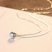 Load image into Gallery viewer, 925 Sterling Silver Simple and Fashion Geometric Round Pendant with Cubic Zirconia and Necklace