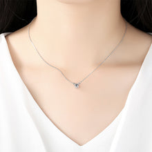 Load image into Gallery viewer, 925 Sterling Silver Simple and Delicate Geometric Round Pendant with Cubic Zirconia and Necklace