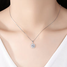 Load image into Gallery viewer, 925 Sterling Silver Fashion and Elegant Geometric Round Pendant with Cubic Zirconia and Necklace