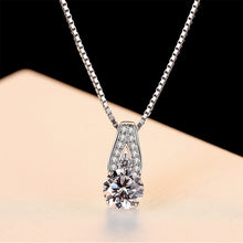 Load image into Gallery viewer, 925 Sterling Silver Fashion Brilliant Geometric Round Pendant with Cubic Zirconia and Necklace