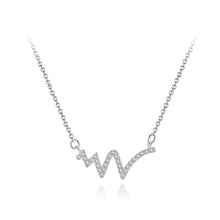Load image into Gallery viewer, 925 Sterling Silver Simple Fashion Geometric Corrugated Necklace with Cubic Zirconia